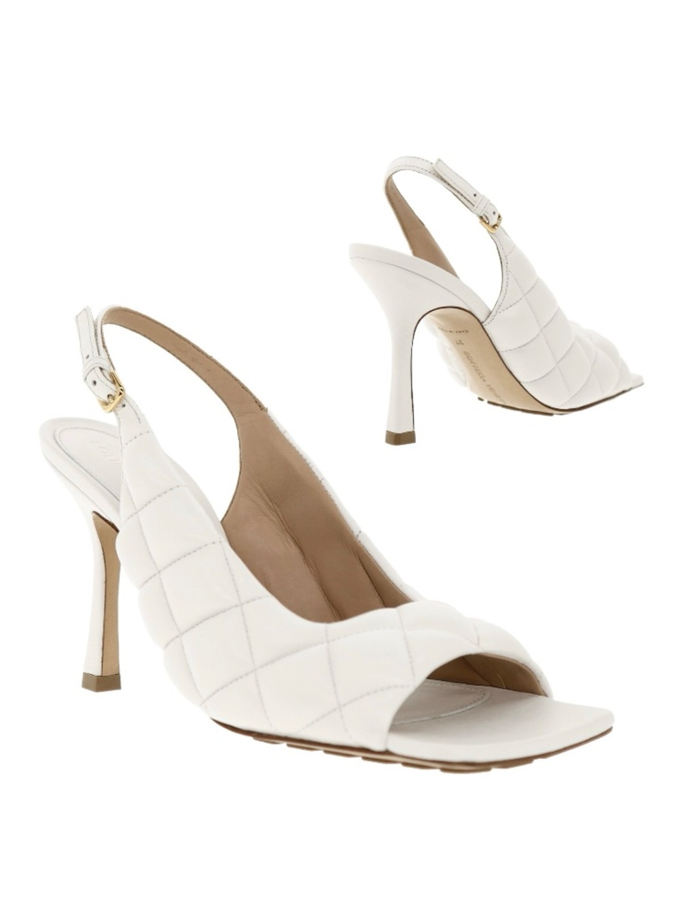 Bottega Veneta Lido Quilted Slingback Sandals White Nappa Leather Size 39 New